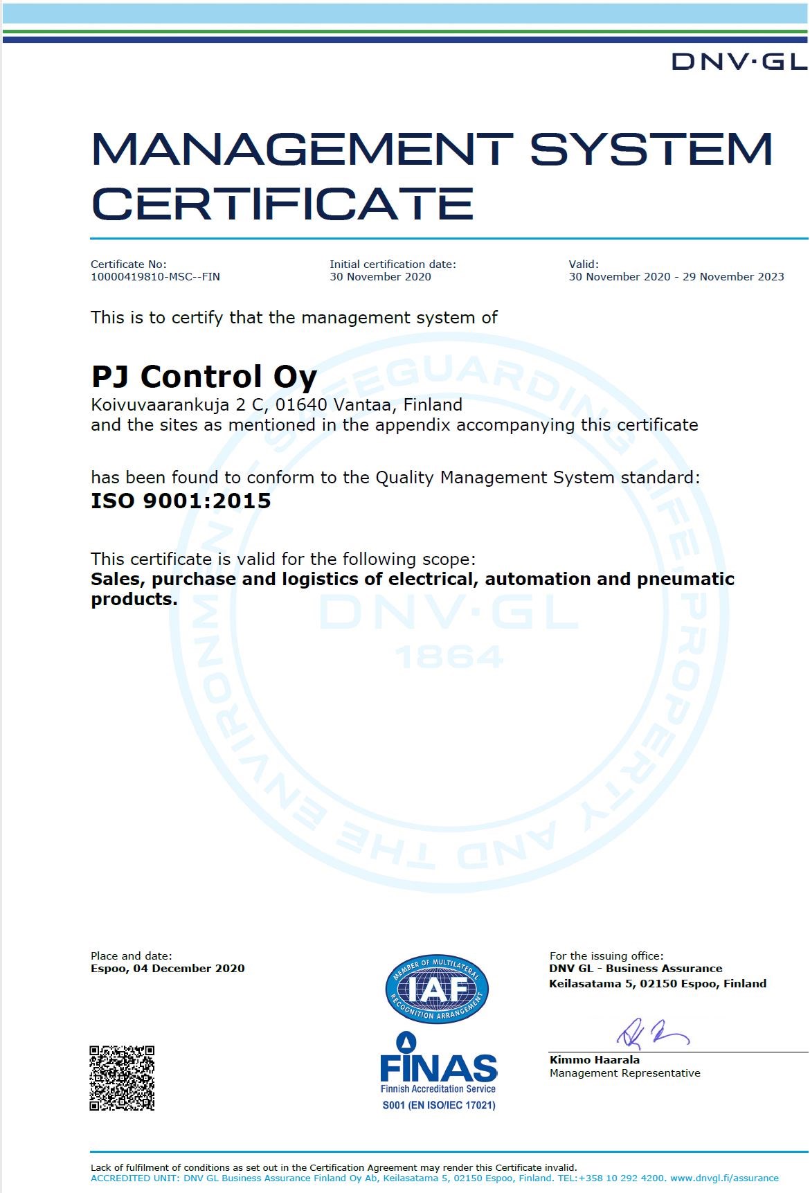 ISO9001sertifikaatti